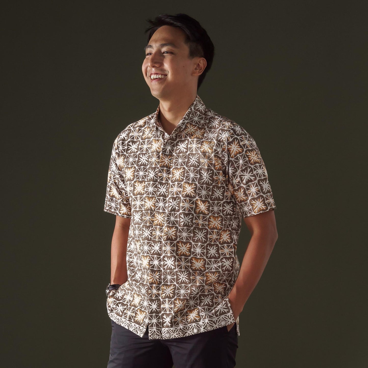 Tambora - Mandalas Premium Men's Short Sleeve Batik Shirt