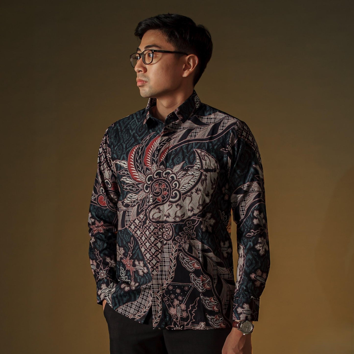 Angsabu - Mandalas Premium Men's Long Sleeve Batik Shirt