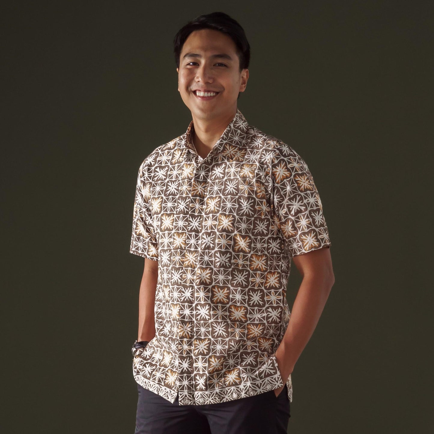 Tambora - Mandalas Premium Men's Short Sleeve Batik Shirt