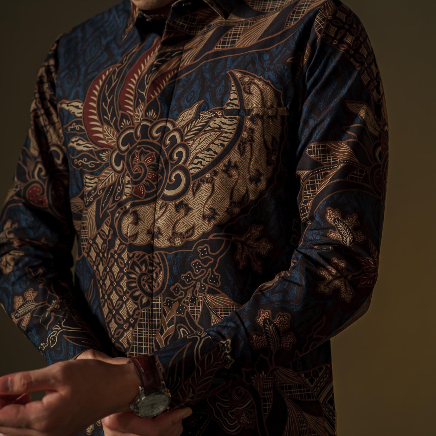 Angsavi - Mandalas Premium Men's Long Sleeve Batik Shirt
