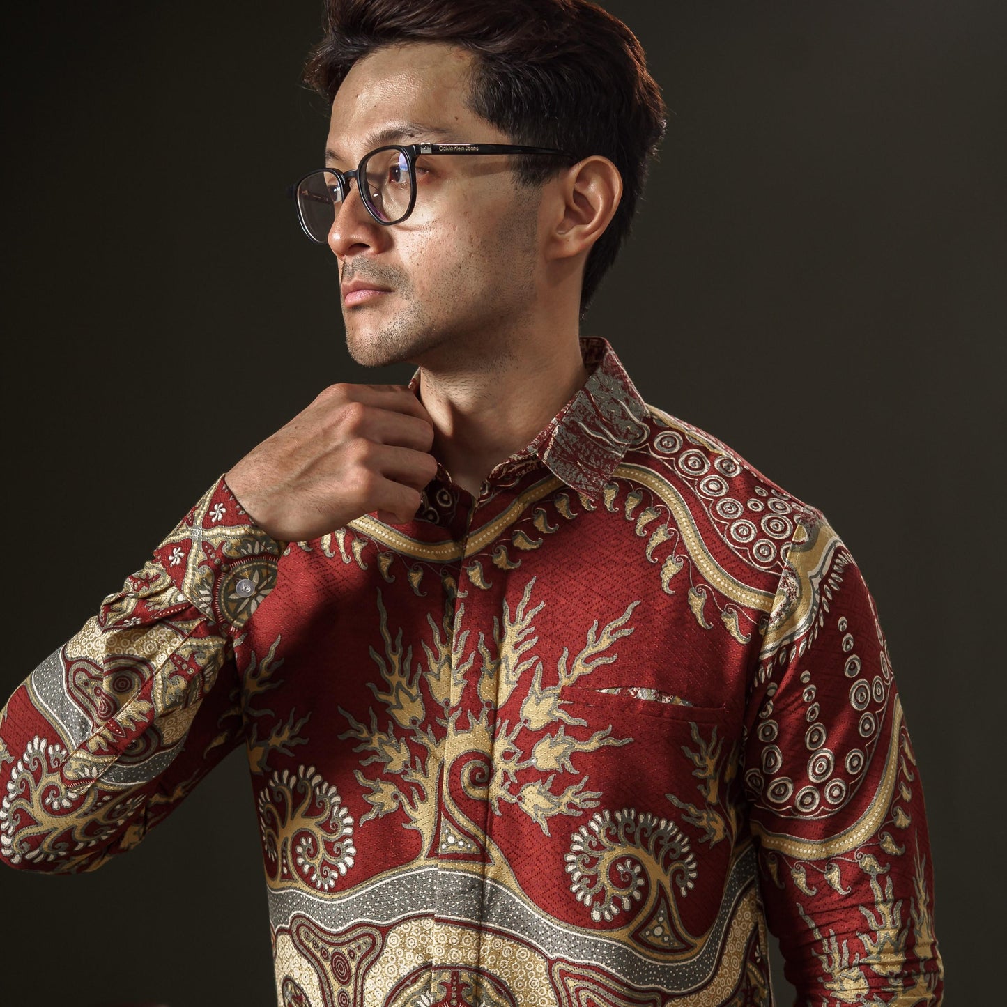 Nagata - Mandalas Premium Men's Long Sleeve Batik Shirt