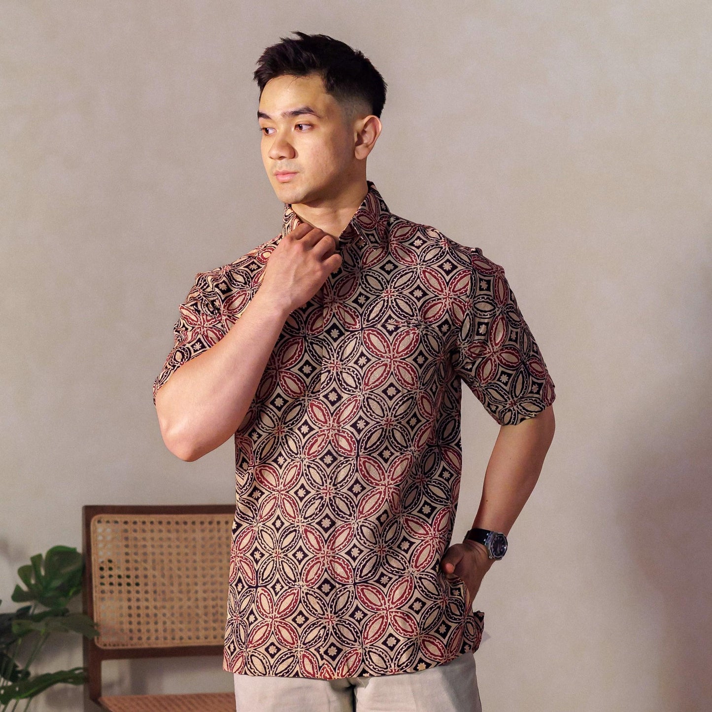 Bitawa - Mandalas Premium Men's Short Sleeve Batik Shirt