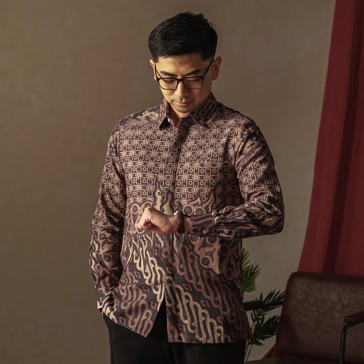 Yala - Mandalas Premium Men's Long Sleeve Batik Shirt