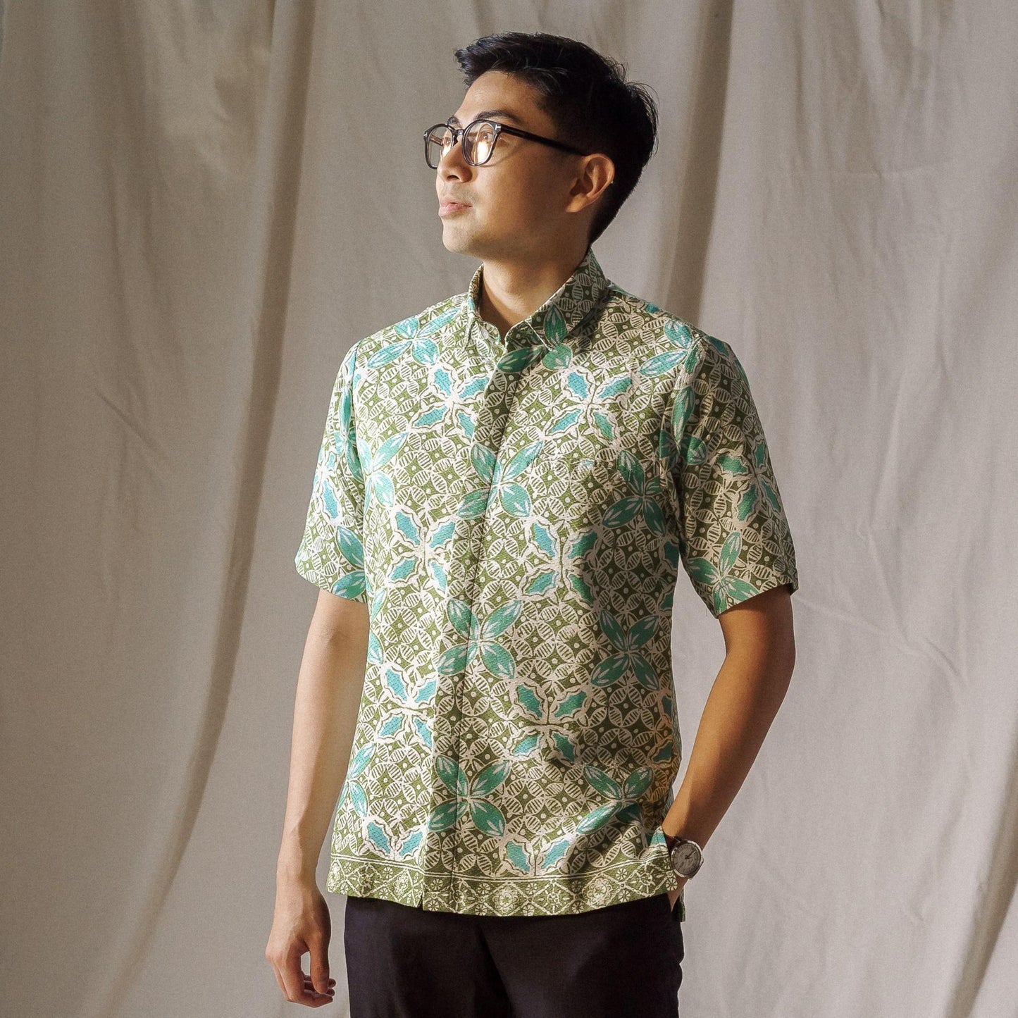 Kambodi - Mandalas Premium Men's Short Sleeve Batik Shirt