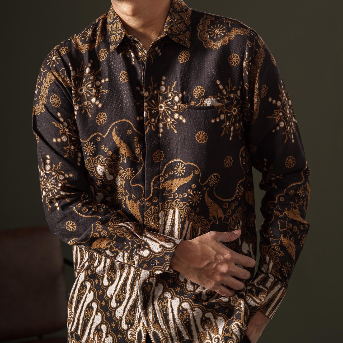 Delvidian - Mandalas Premium Men's Long Sleeve Batik Shirt
