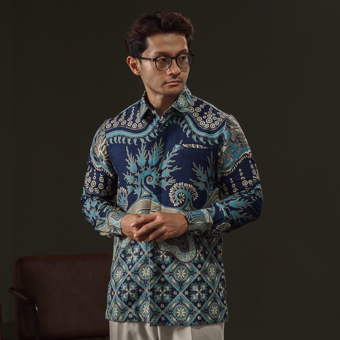 Nagano - Mandalas Premium Men's Long Sleeve Batik Shirt