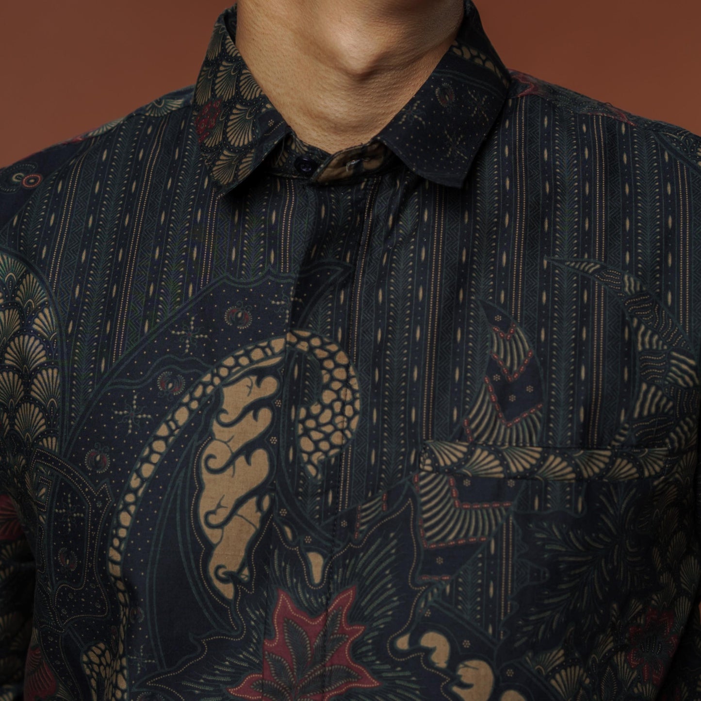 Wasita - Mandalas Premium Men's Long Sleeve Batik Shirt