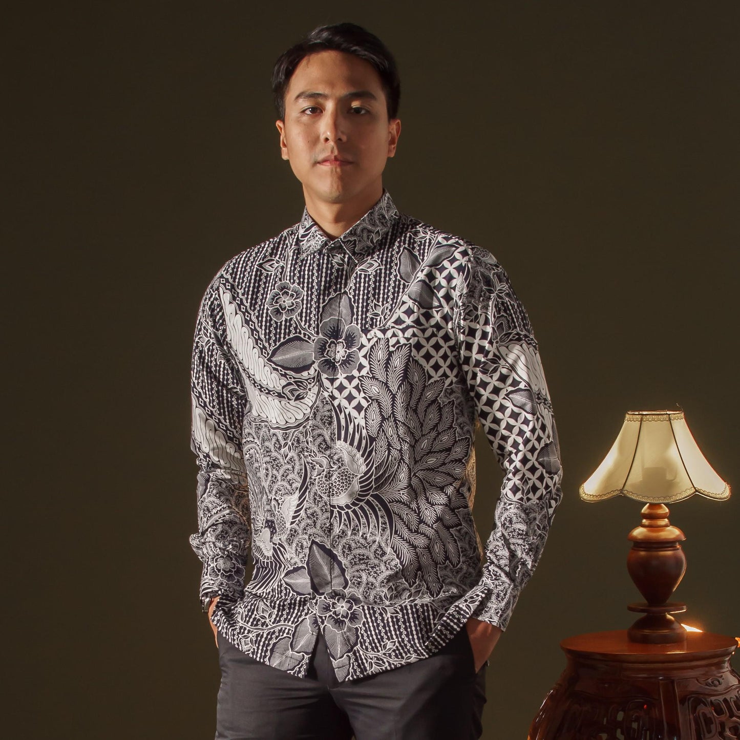 Rajawali - Mandalas Premium Men's Long Sleeve Batik Shirt