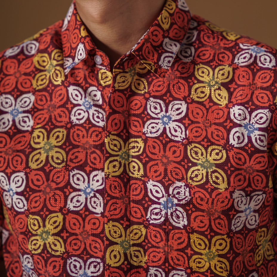Citrus - Mandalas Premium Men's Short Sleeve Batik Shirt