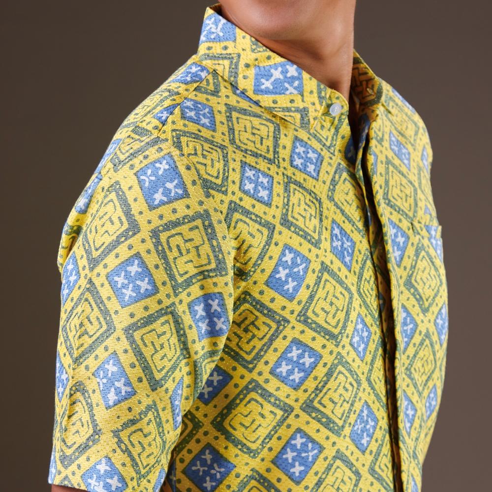 Adaning - Mandalas Premium Men's Short Sleeve Batik Shirt