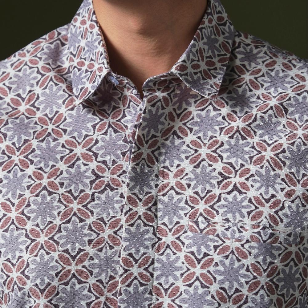 Amala - Mandalas Premium Men's Short Sleeve Batik Shirt