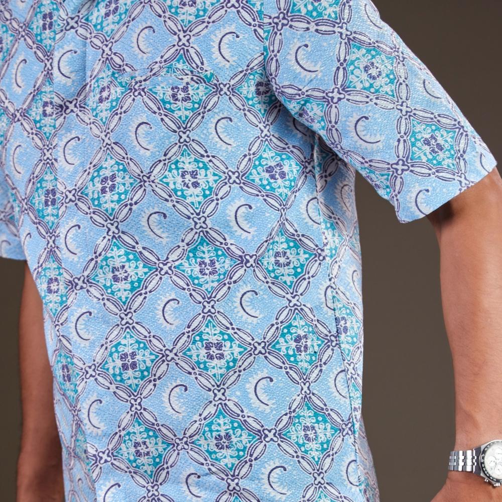 Poslen - Mandalas Premium Men's Short Sleeve Batik Shirt