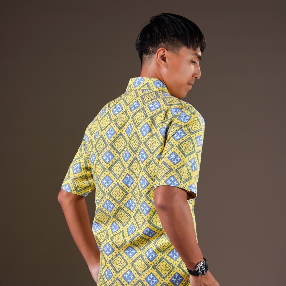 Adaning - Mandalas Premium Men's Short Sleeve Batik Shirt