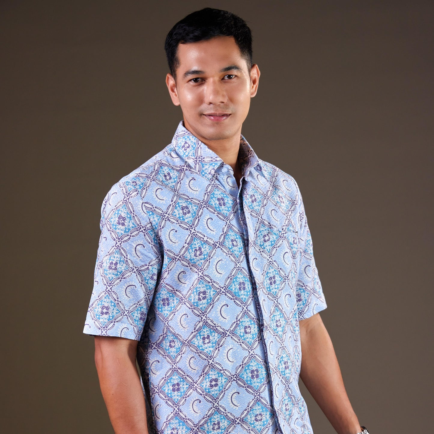 Poslen - Mandalas Premium Men's Short Sleeve Batik Shirt