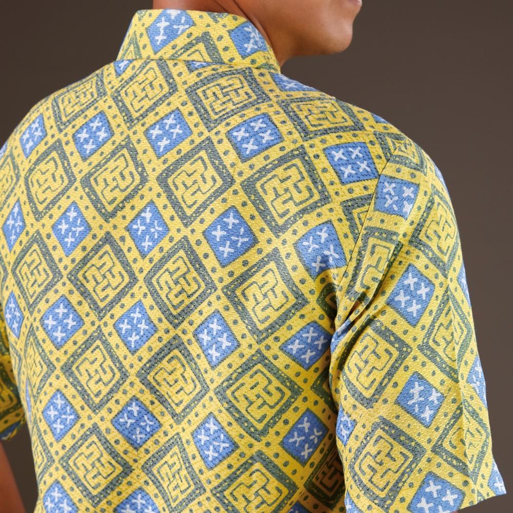 Adaning - Mandalas Premium Men's Short Sleeve Batik Shirt