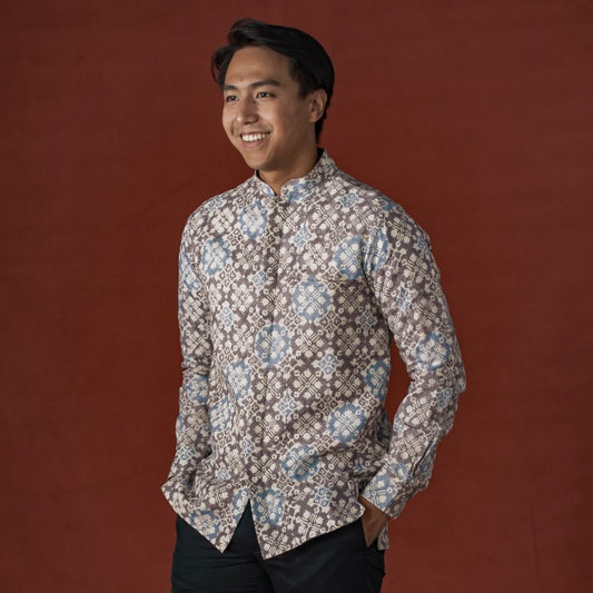Jazer - Mandalas Koko Premium Men's Long Sleeve Batik Shirt