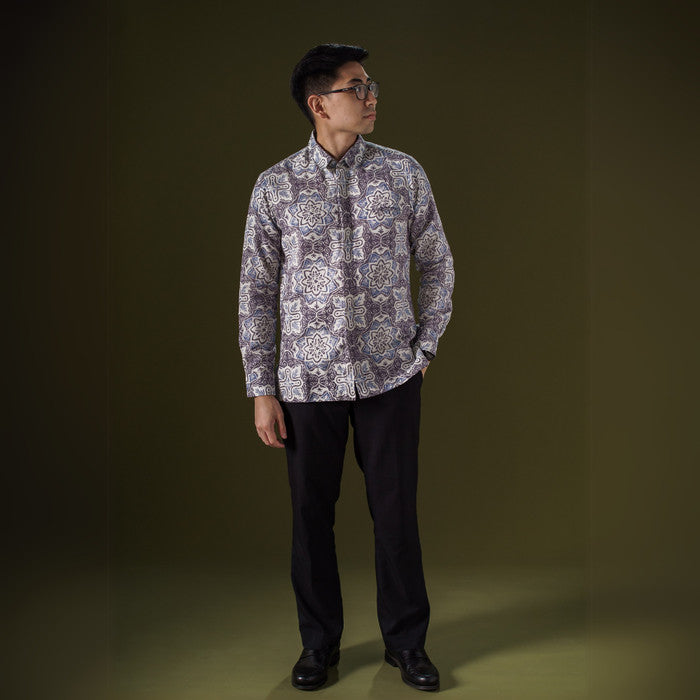 Nirmana - Mandalas Premium Men's Long Sleeve Batik Shirt