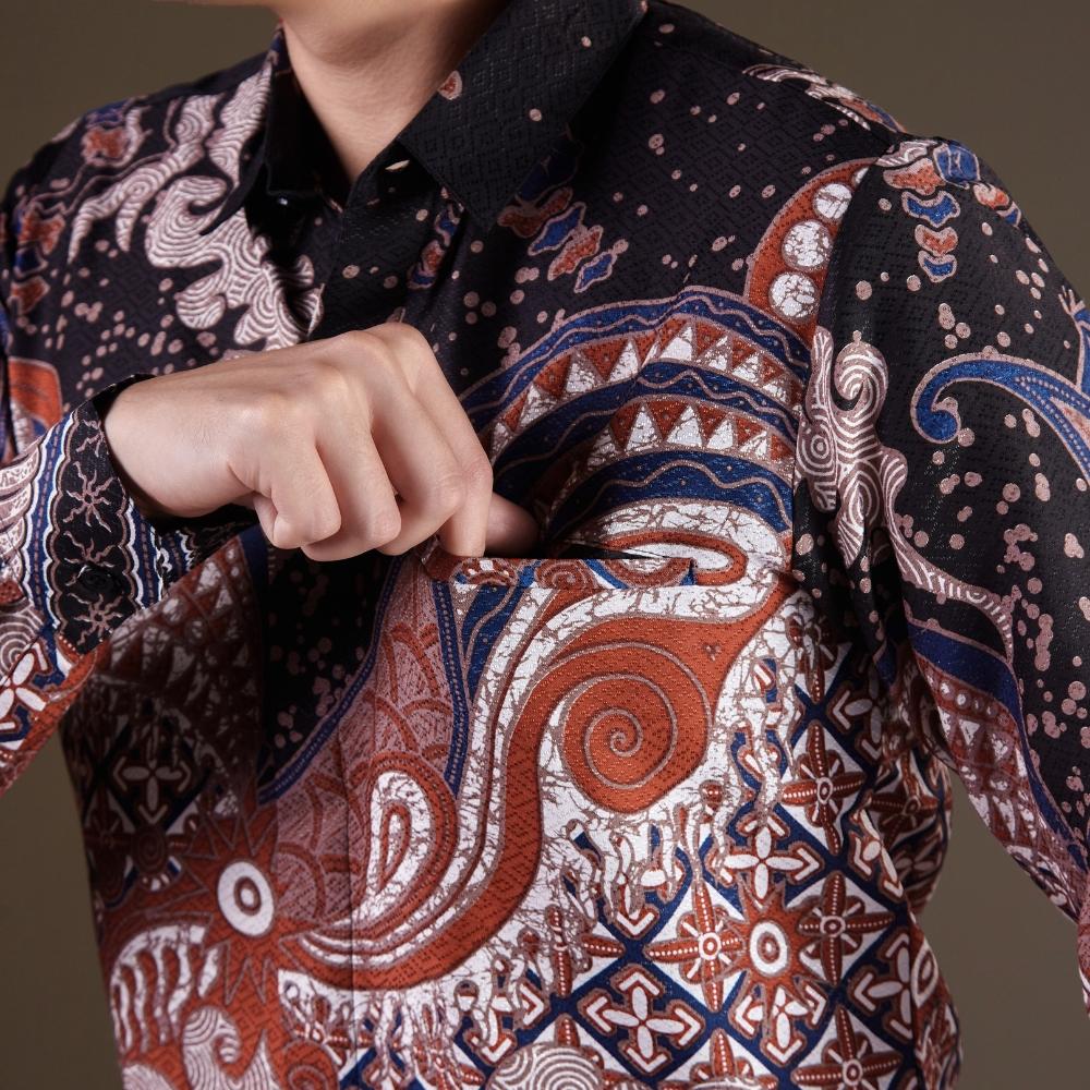 Yumaju - Mandalas Premium Men's Long Sleeve Batik Shirt