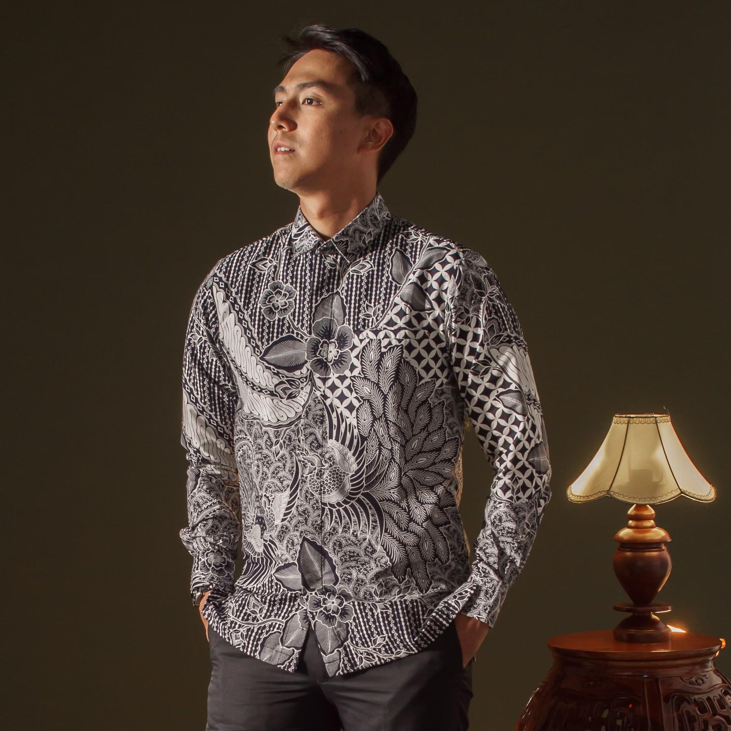 Rajawali - Mandalas Premium Men's Long Sleeve Batik Shirt