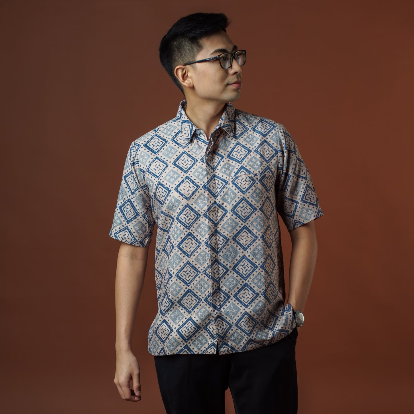 Adahi - Mandalas Premium Men's Short Sleeve Batik Shirt