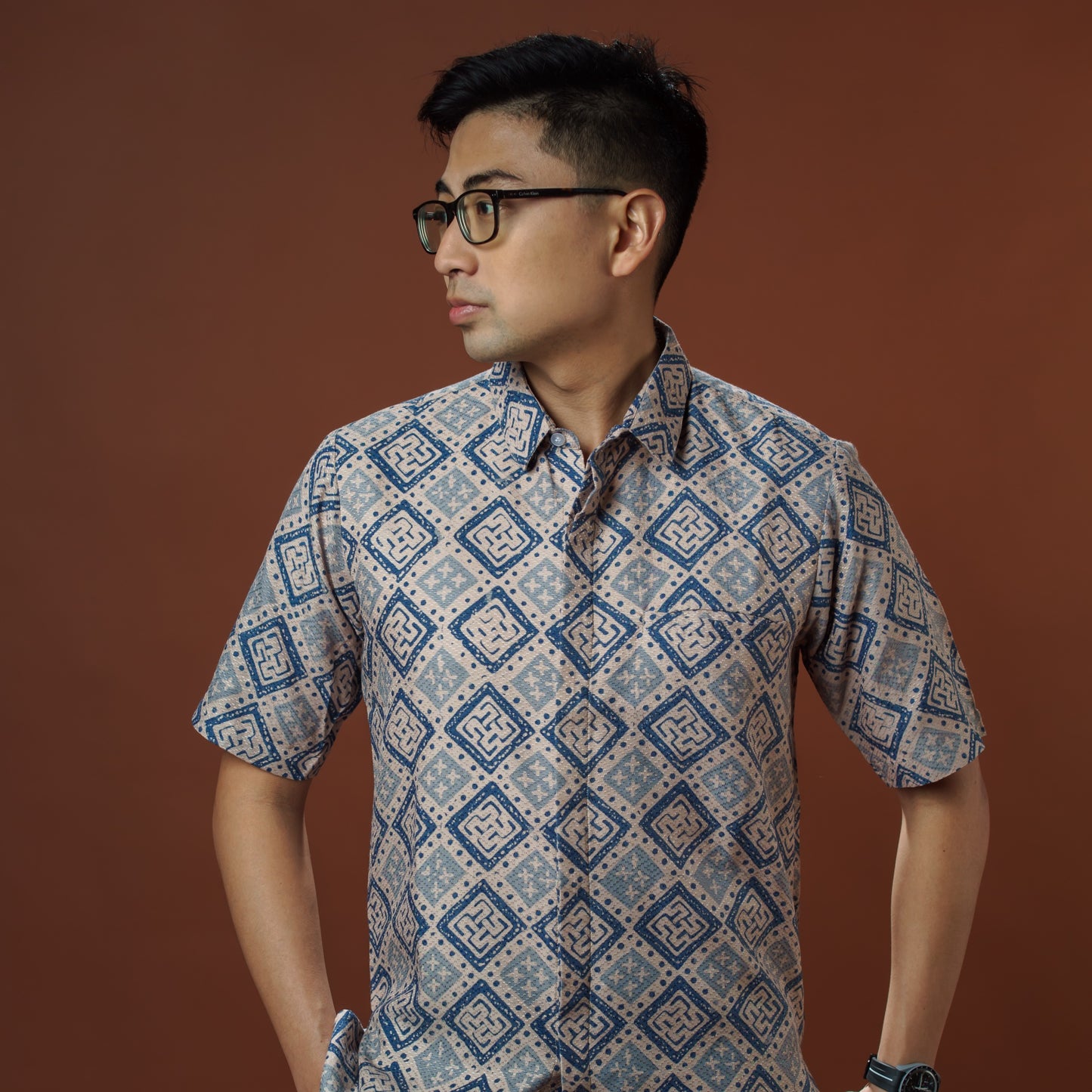 Adahi - Mandalas Premium Men's Short Sleeve Batik Shirt