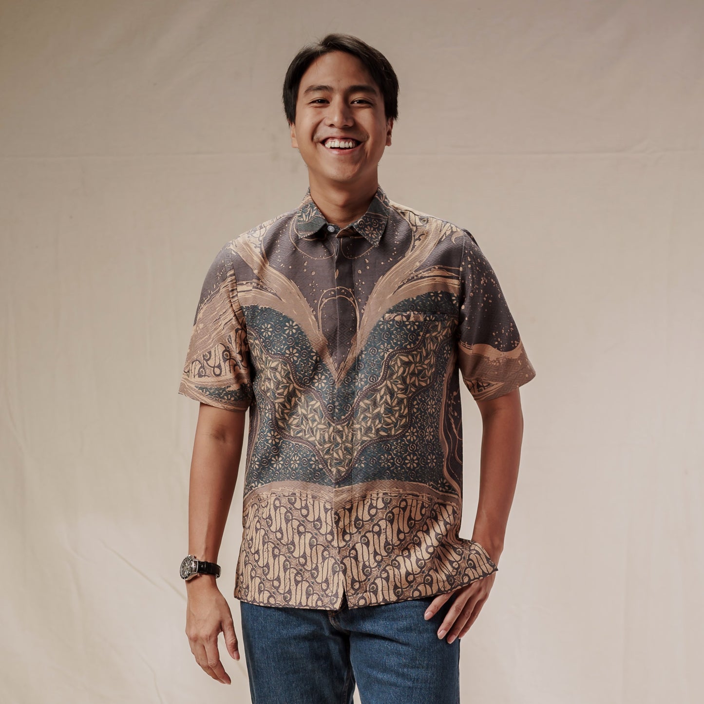 Anggara - Mandalas Men's Short Sleeve Batik Shirt