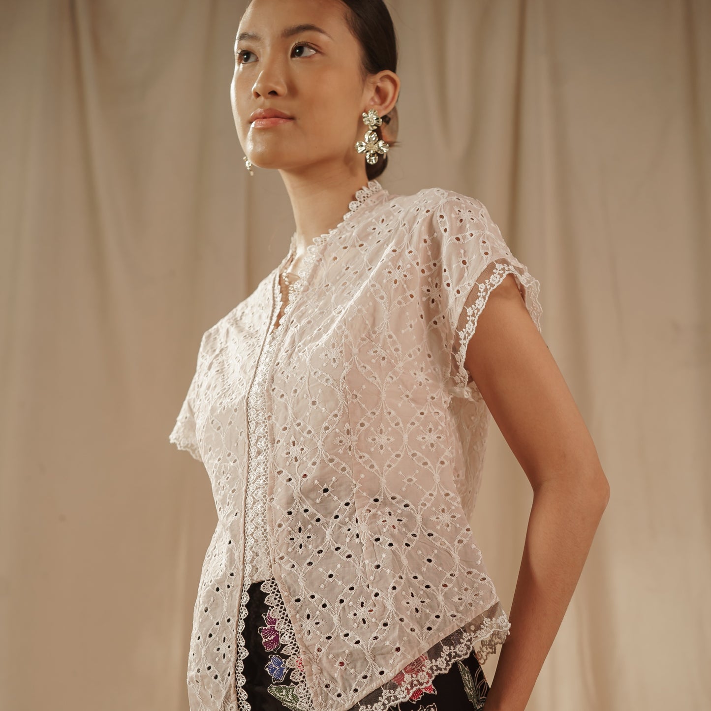 Celina Sky Long Sleeve - Mandalas Women's Kebaya Top Modern Embroidered Cotton Outer