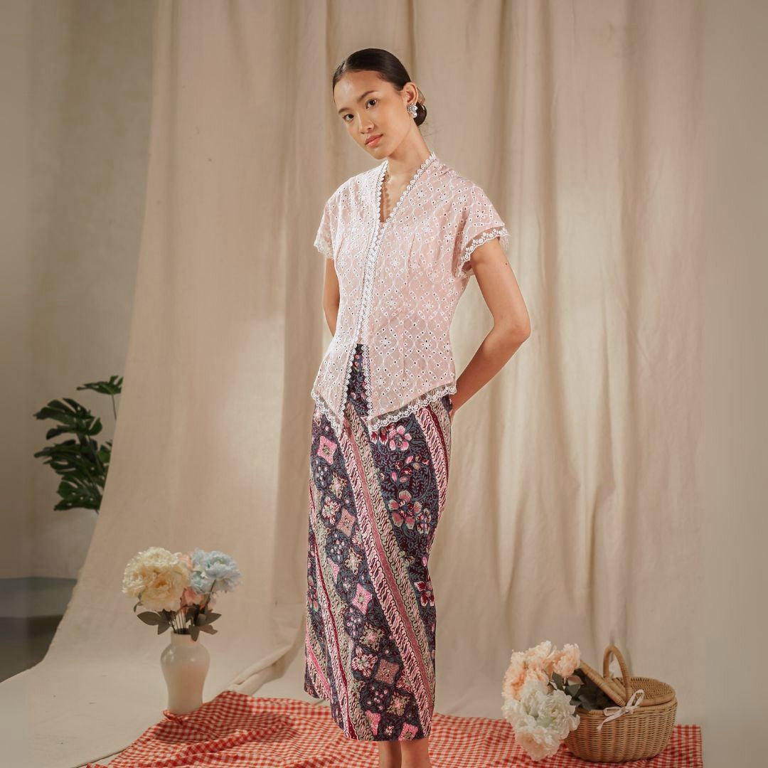 Celina Short Sleeve - Mandalas Women's Kebaya Top Modern Embroidered Cotton Outer