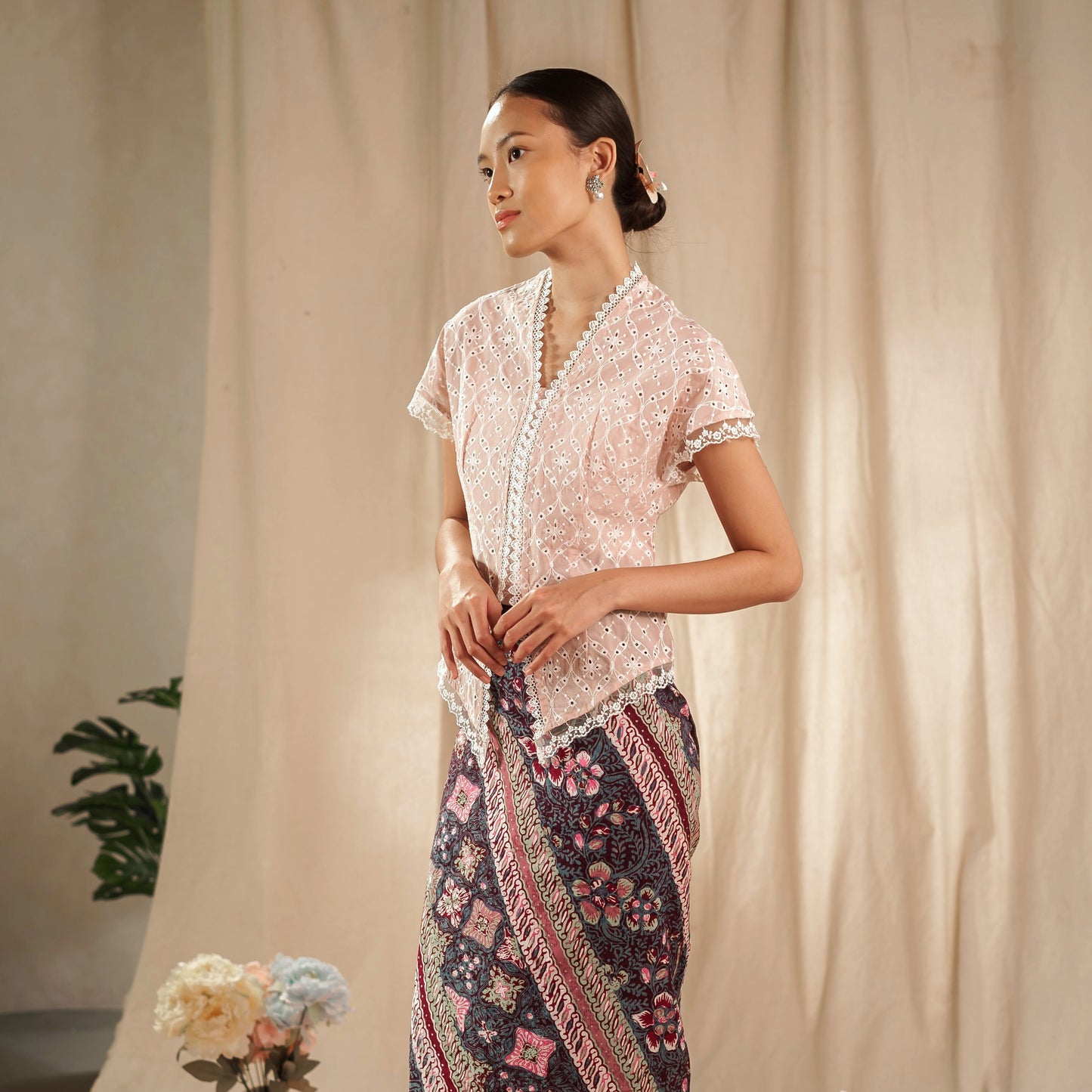 Celina Sky Long Sleeve - Mandalas Women's Kebaya Top Modern Embroidered Cotton Outer