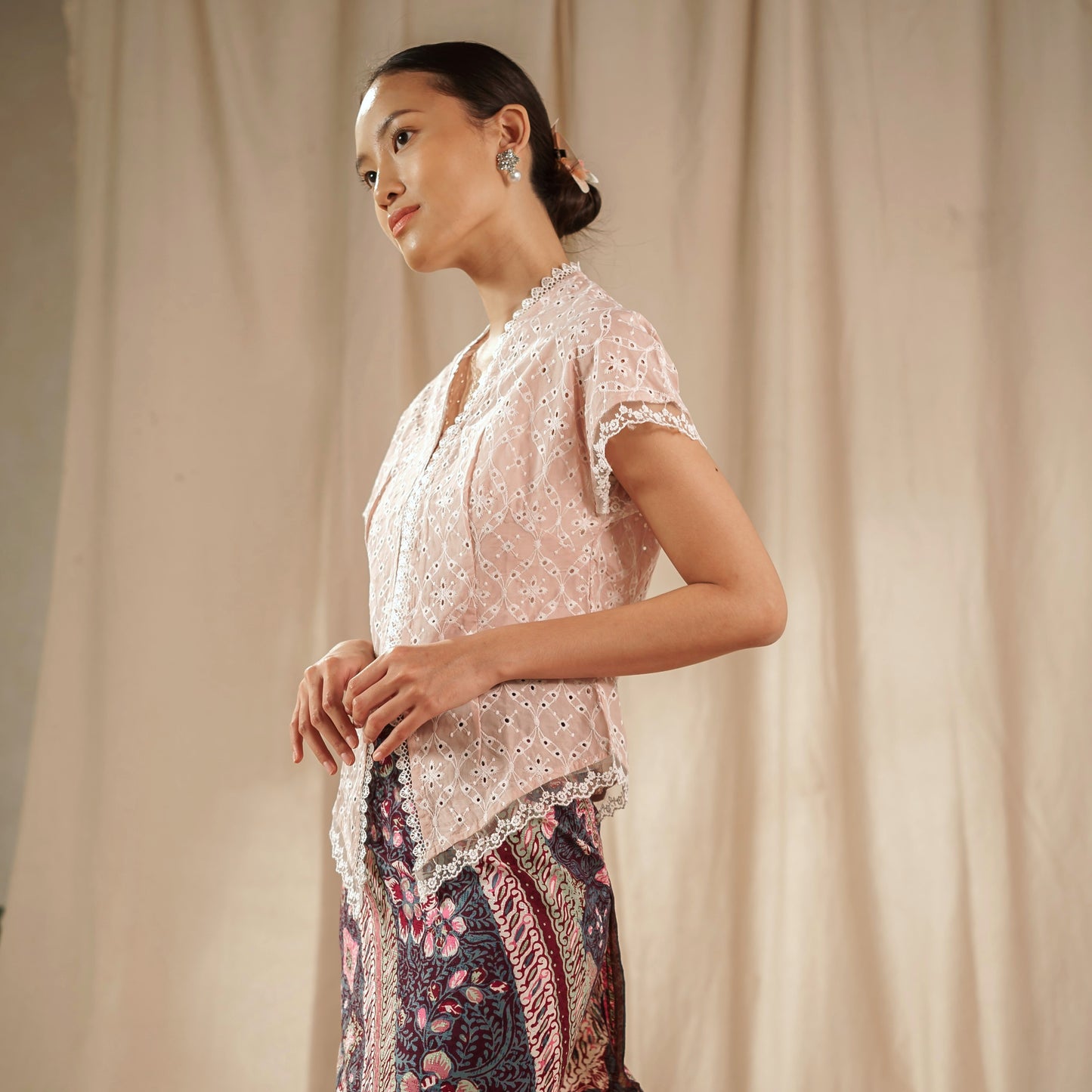 Celina Sky Long Sleeve - Mandalas Women's Kebaya Top Modern Embroidered Cotton Outer