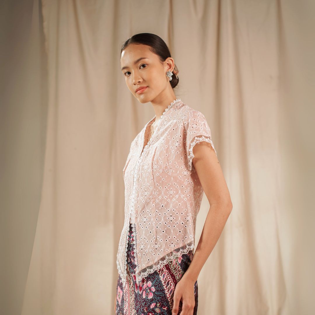 Celina Short Sleeve - Mandalas Women's Kebaya Top Modern Embroidered Cotton Outer