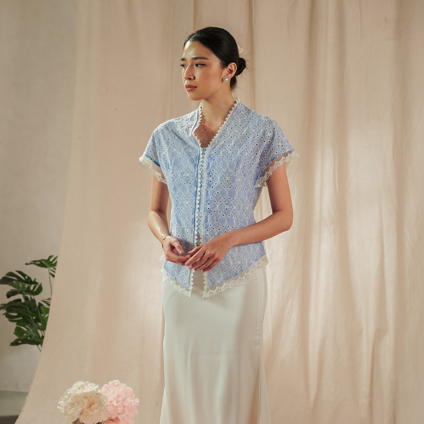 Celina Short Sleeve - Mandalas Women's Kebaya Top Modern Embroidered Cotton Outer