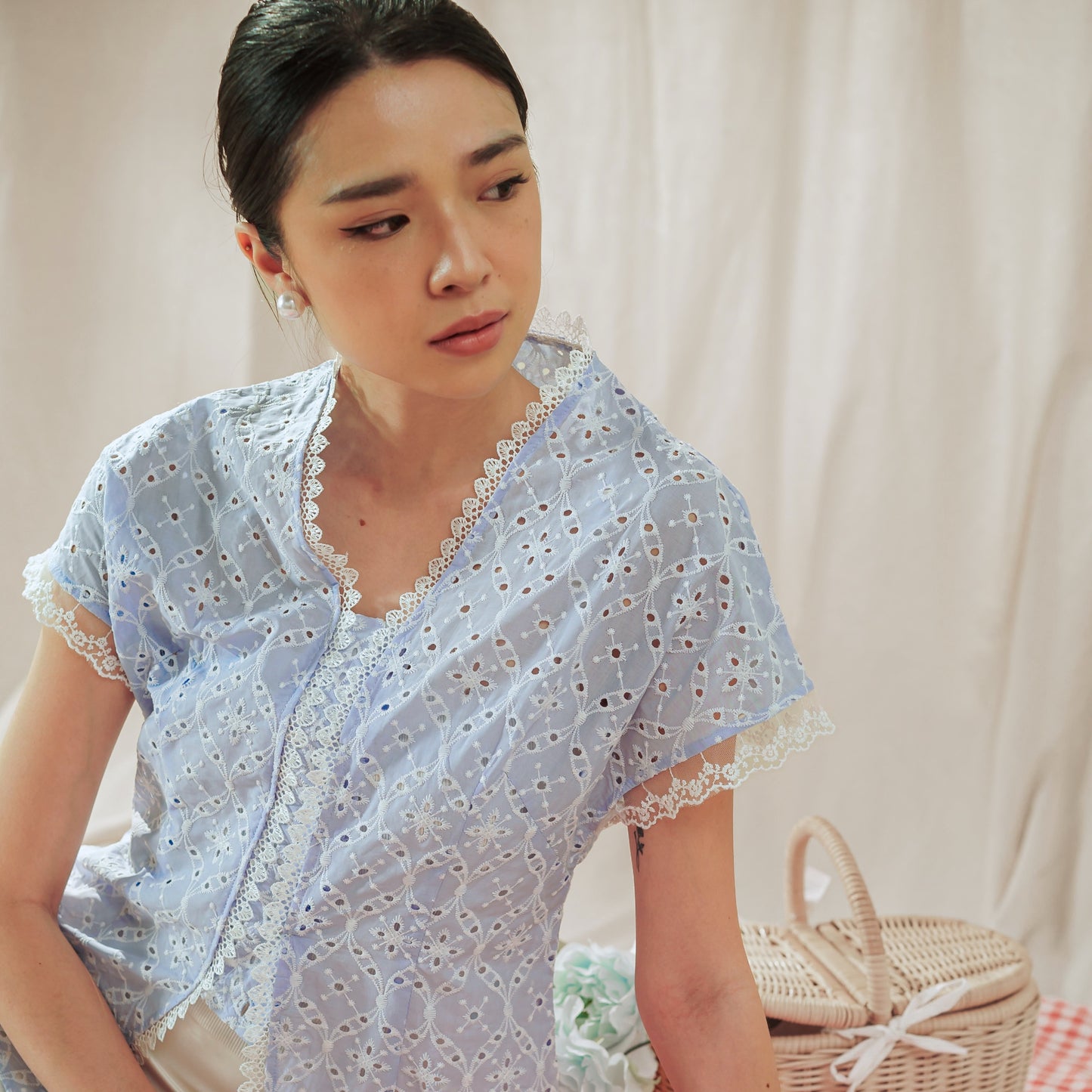 Celina Short Sleeve - Mandalas Women's Kebaya Top Modern Embroidered Cotton Outer