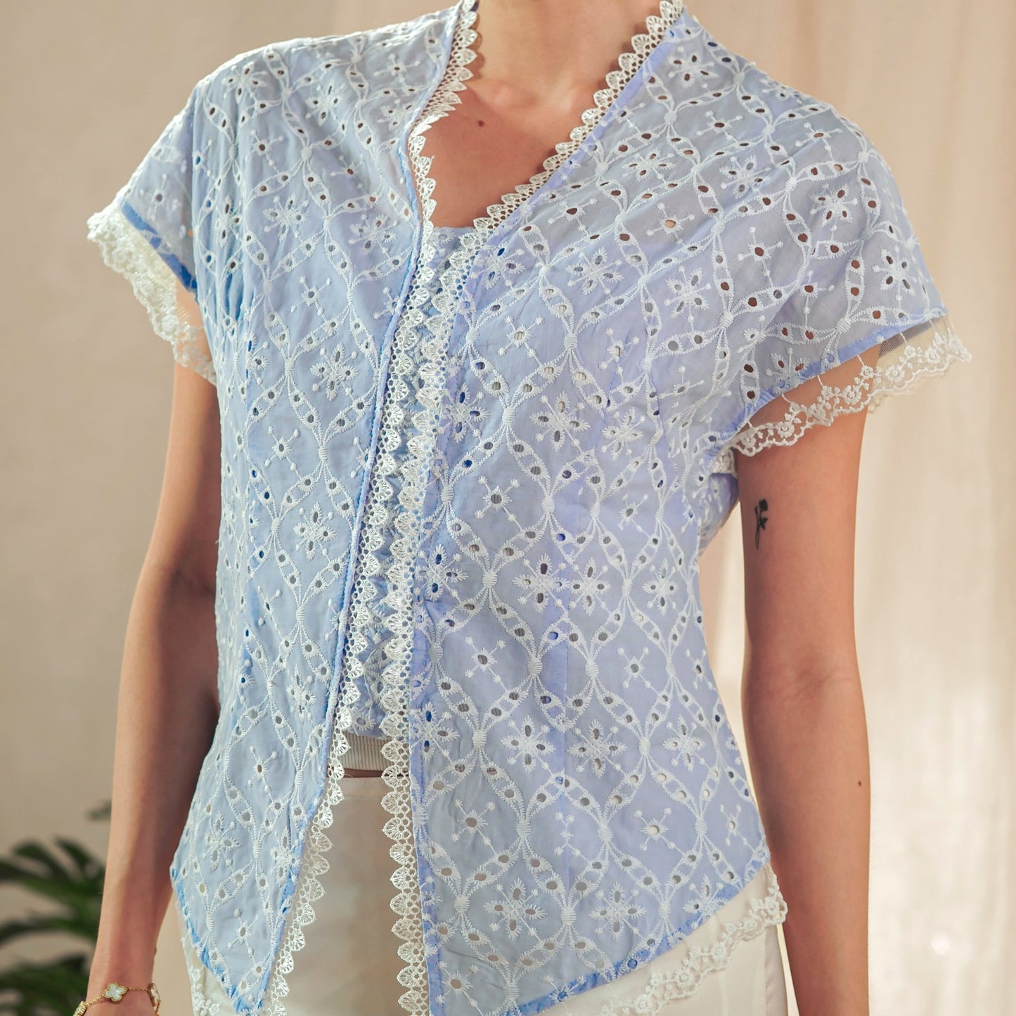Celina Short Sleeve - Mandalas Women's Kebaya Top Modern Embroidered Cotton Outer