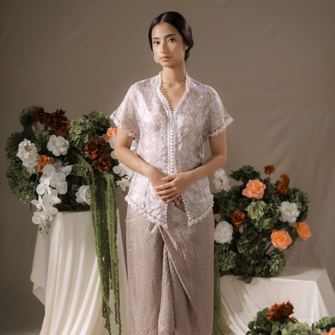 Dalilah Short Sleeve - Mandalas Top Kebaya Set Women's Modern Batik Embroidery Outer