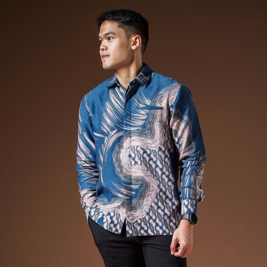 Danavi - Mandalas Premium Men's Long Sleeve Batik Shirt
