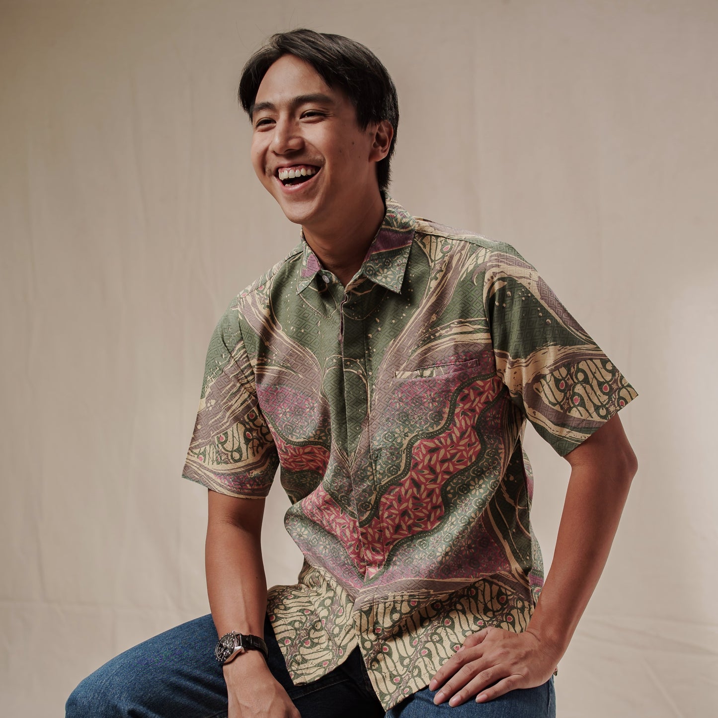 Dewat - Mandalas Premium Men's Short Sleeve Batik Shirt