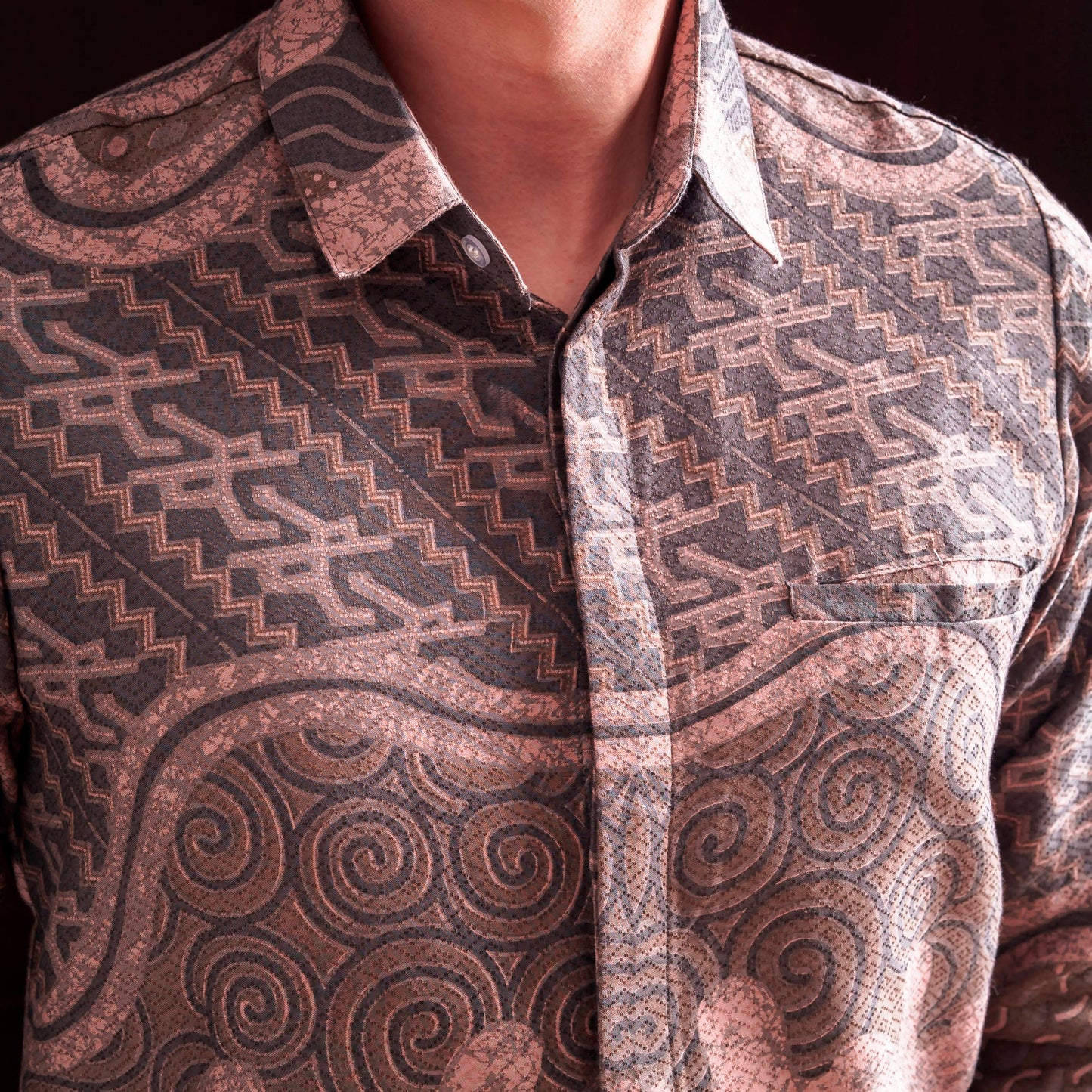 Gravarel - Mandalas Premium Men's Long Sleeve Batik Shirt