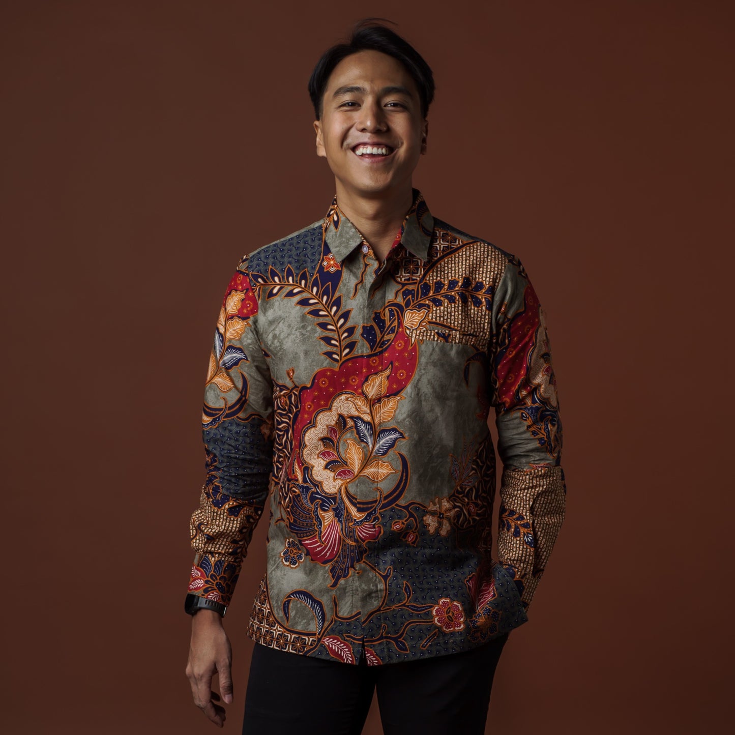 Kharis - Mandalas Premium Men's Long Sleeve Batik Shirt