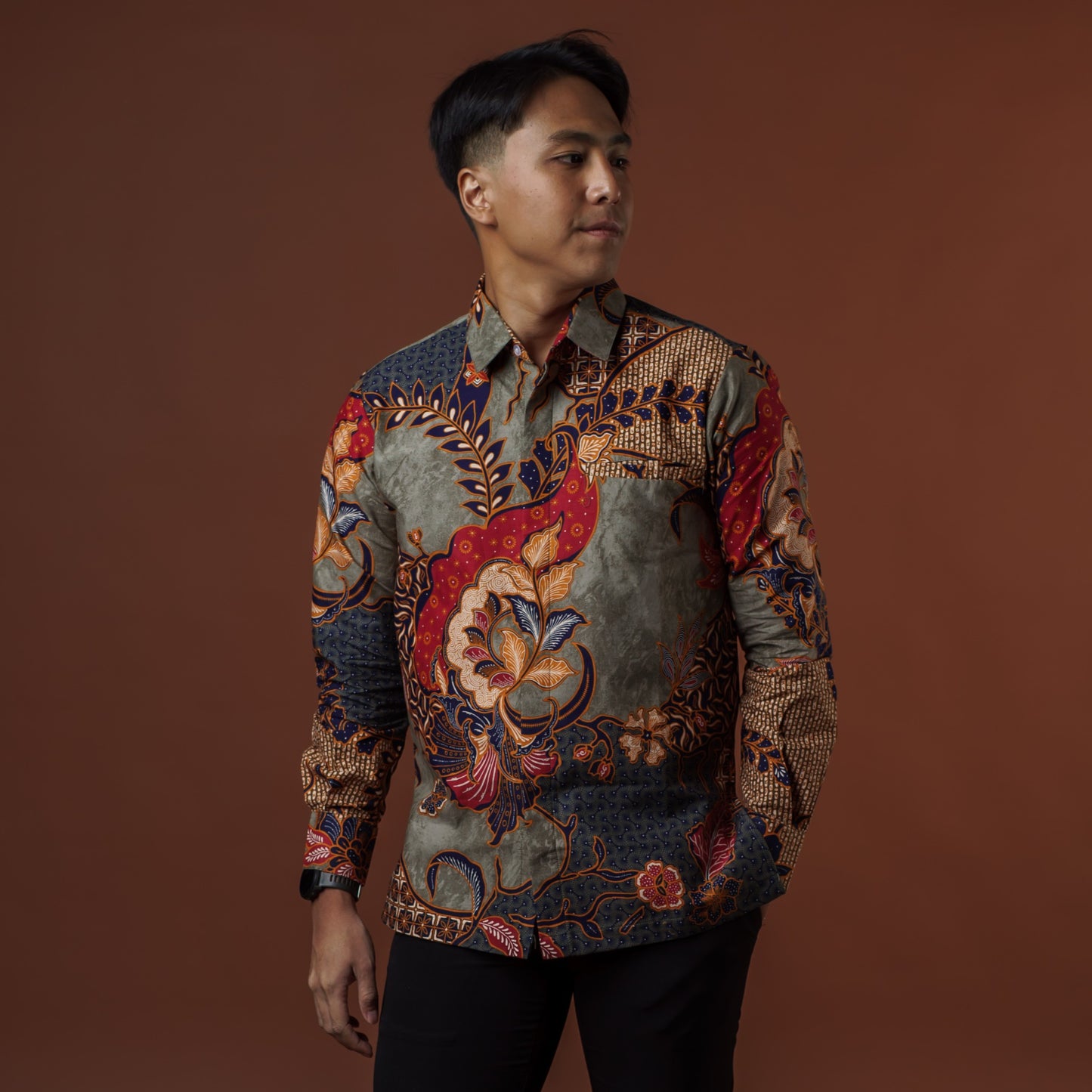 Kharis - Mandalas Premium Men's Long Sleeve Batik Shirt