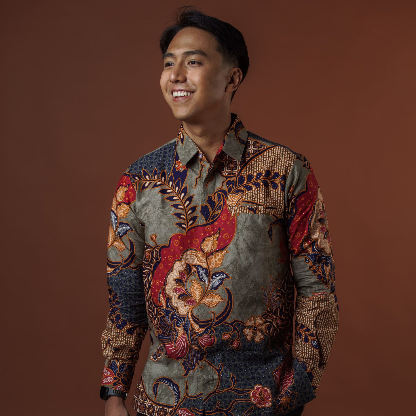 Kharis - Mandalas Premium Men's Long Sleeve Batik Shirt