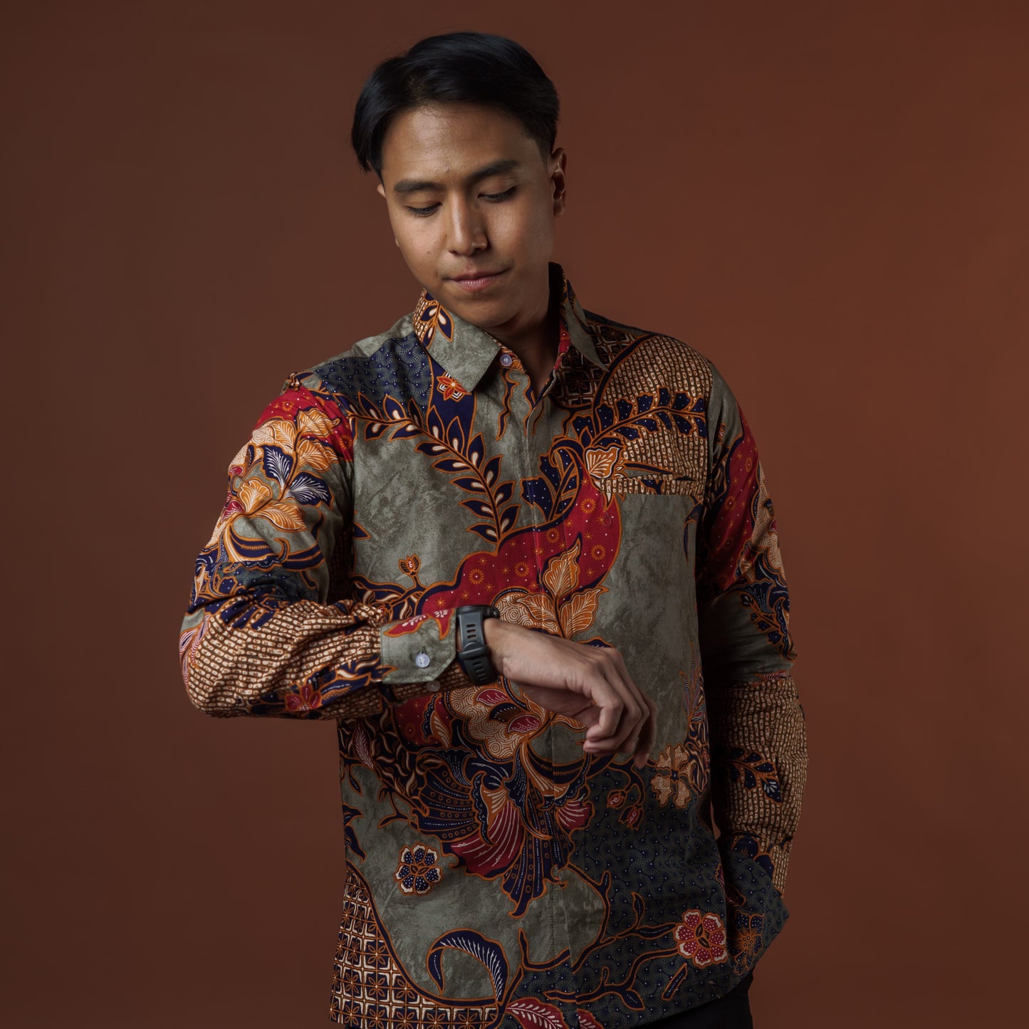 Kharis - Mandalas Premium Men's Long Sleeve Batik Shirt