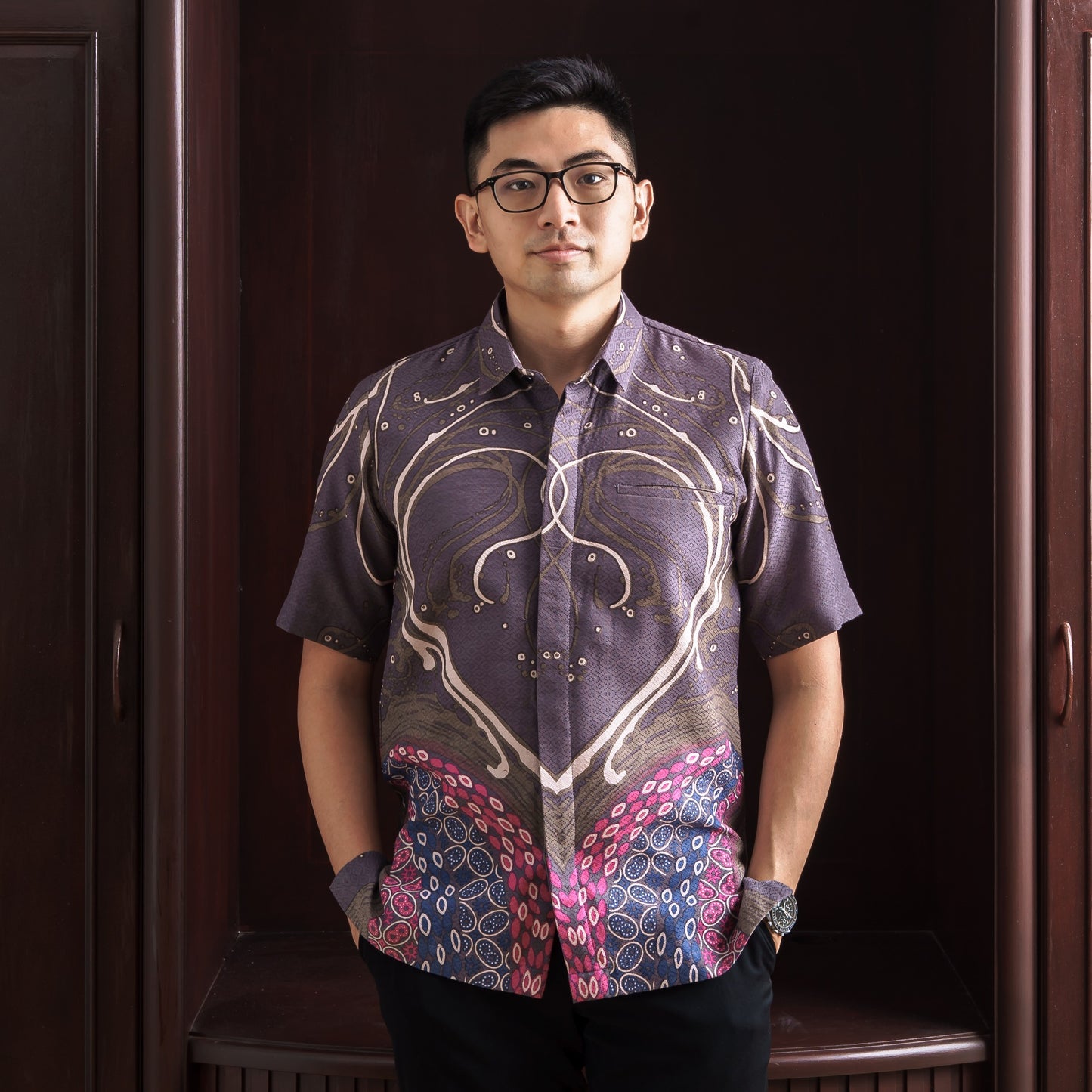 Corola - Mandalas Men's Short Sleeve Batik Shirt