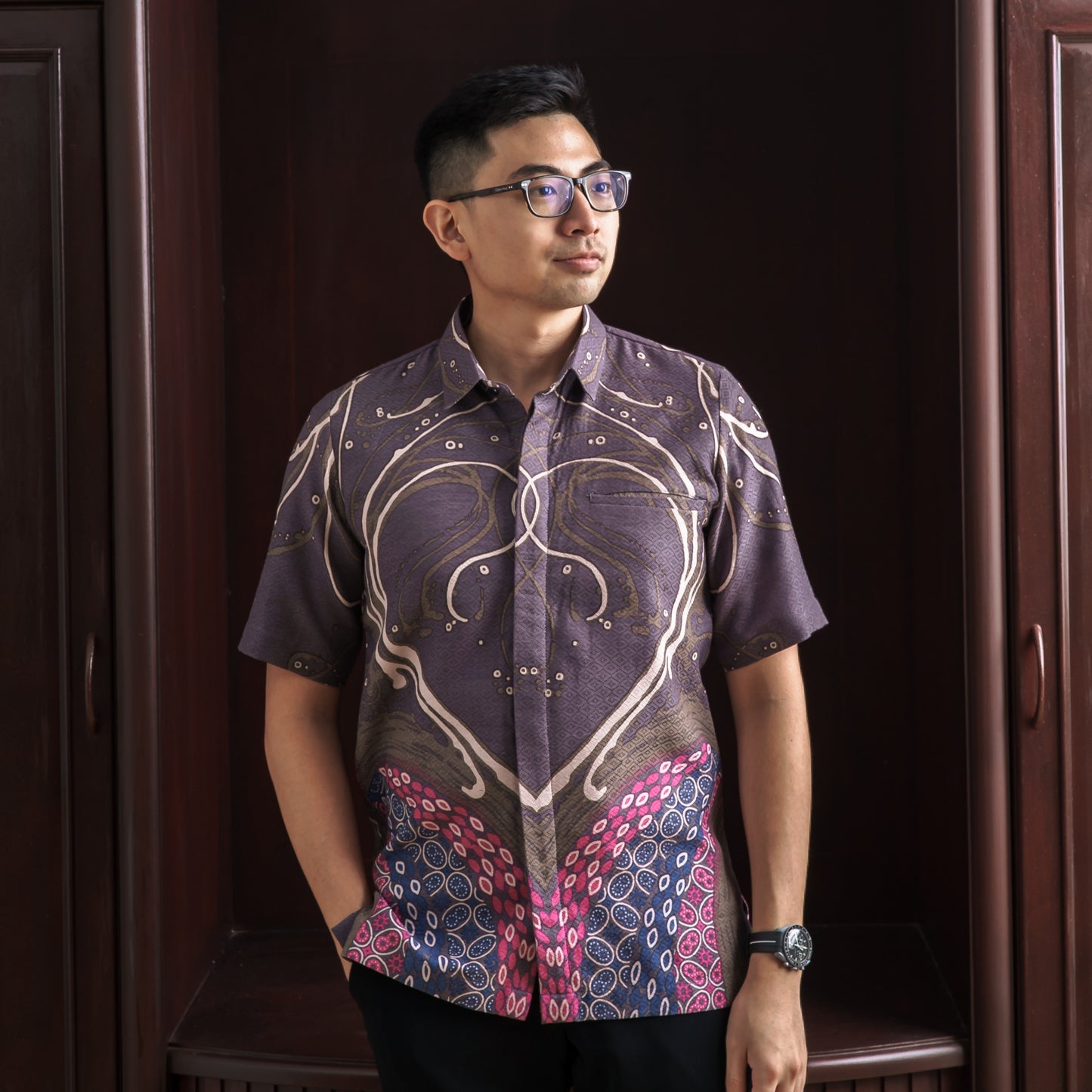 Corola - Mandalas Men's Short Sleeve Batik Shirt