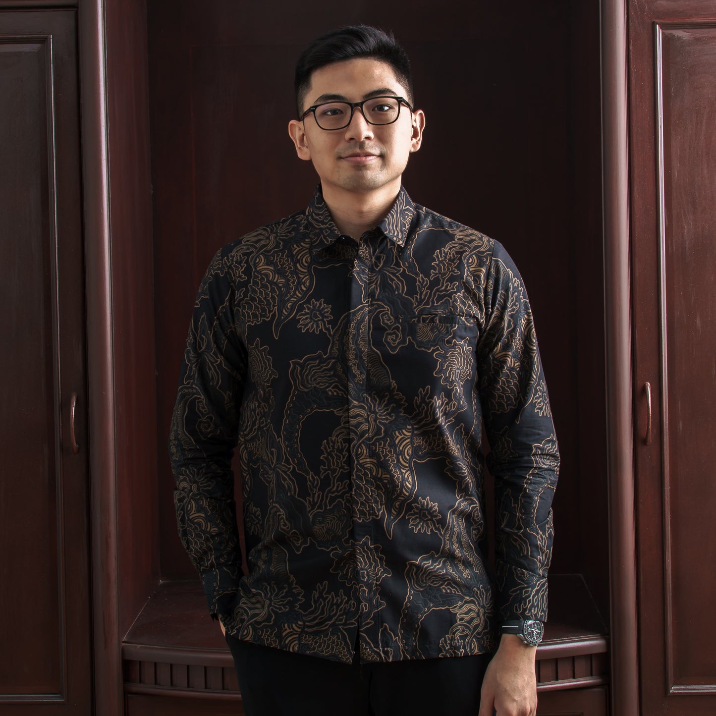 Goldian - Mandalas Premium Men's Long Sleeve Batik Shirt