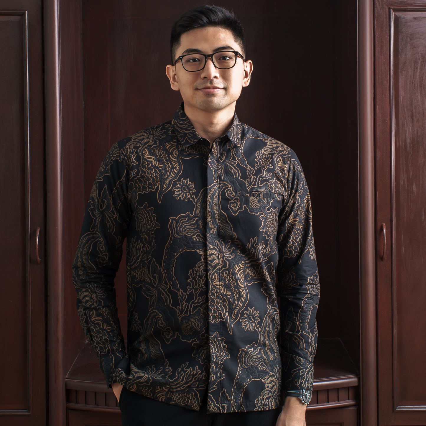 Goldian - Mandalas Premium Men's Long Sleeve Batik Shirt