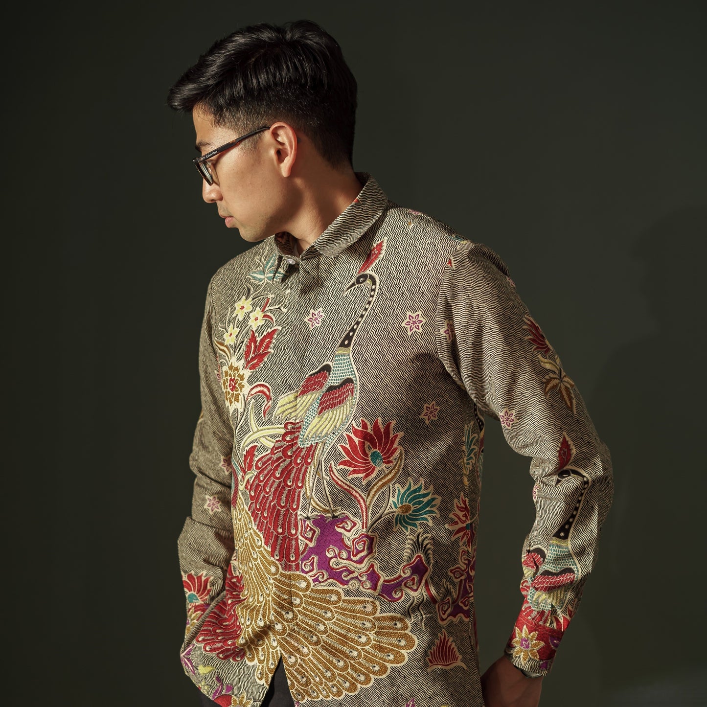 Pavo - Mandalas Premium Men's Long Sleeve Batik Shirt