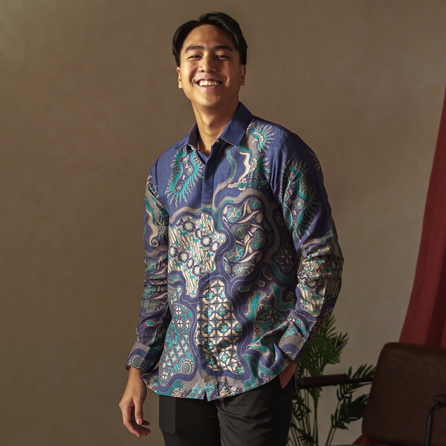 Sagara - Mandalas Premium Men's Long Sleeve Batik Shirt