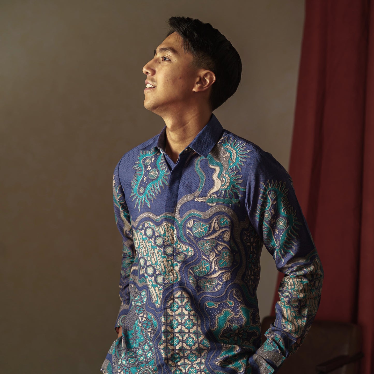 Sagara - Mandalas Premium Men's Long Sleeve Batik Shirt