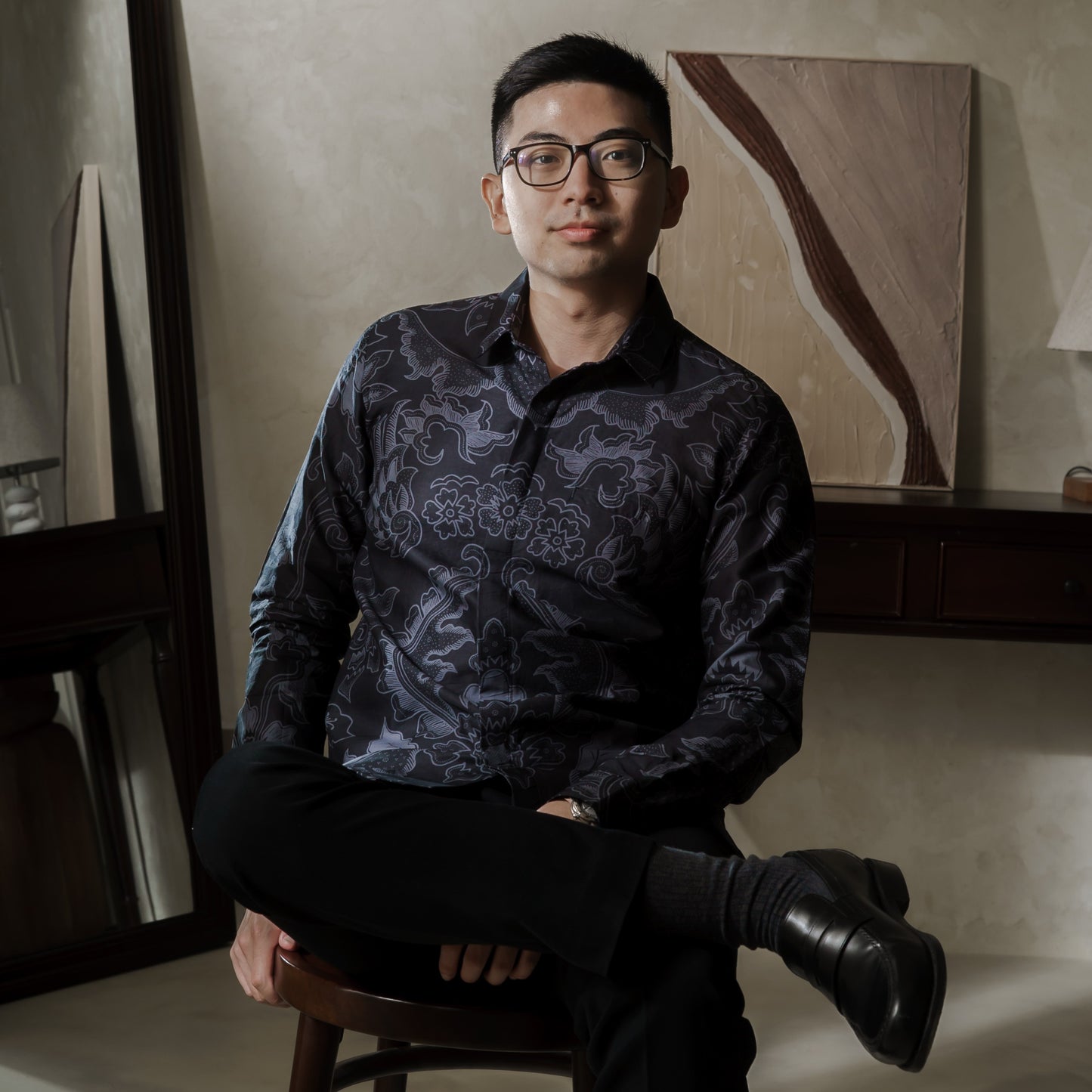 Teradian - Mandalas Premium Men's Long Sleeve Batik Shirt